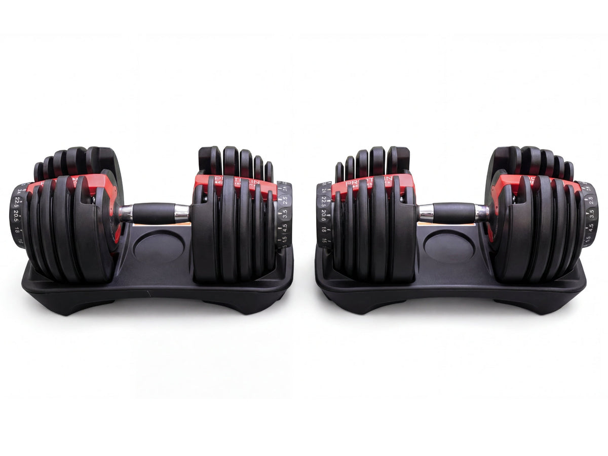 Adjustable Dumbbell Set Black & Red- 24 kg (Set of 2)