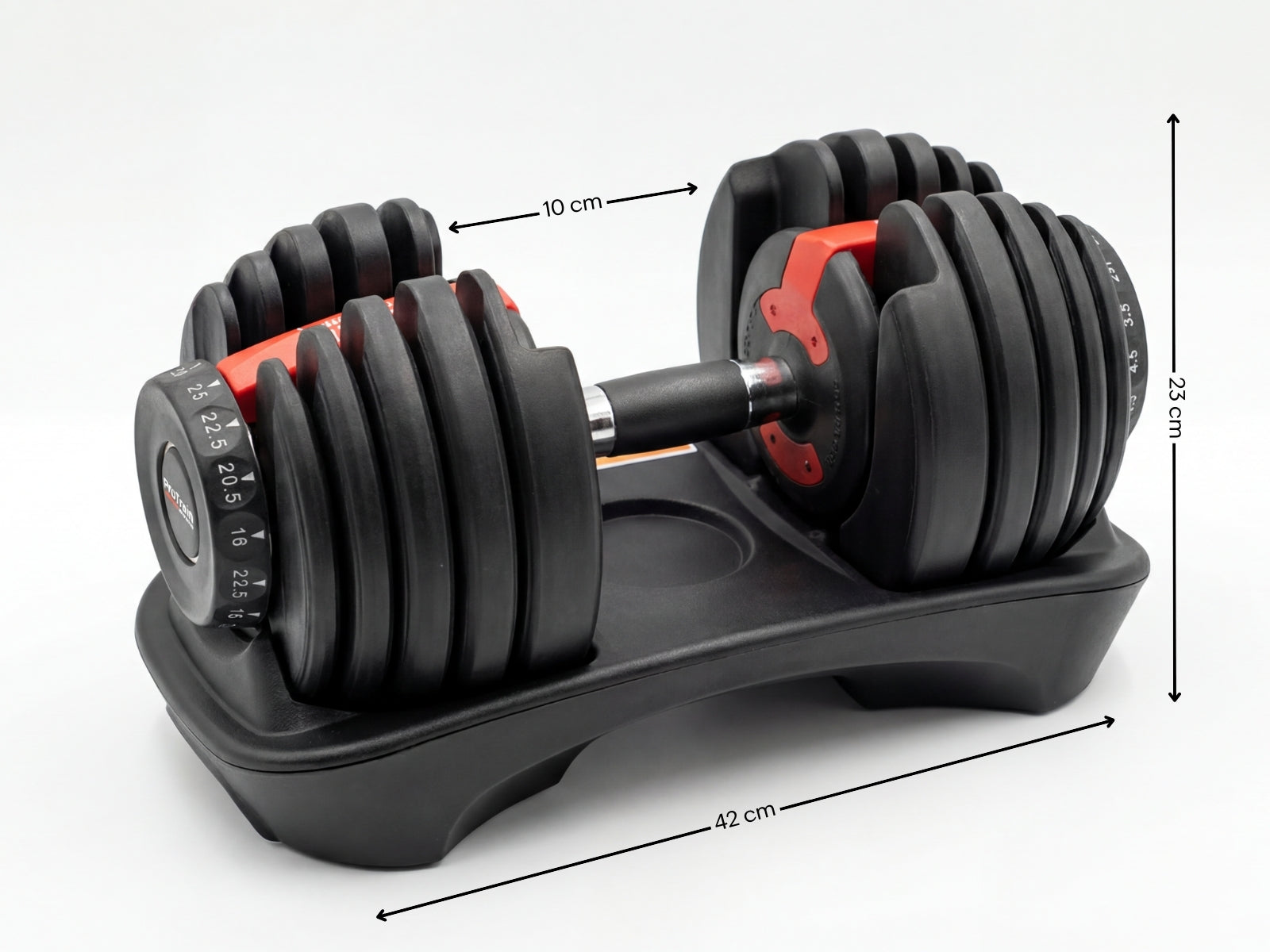 Adjustable Dumbbell Set Black & Red- 24 kg (Set of 2)