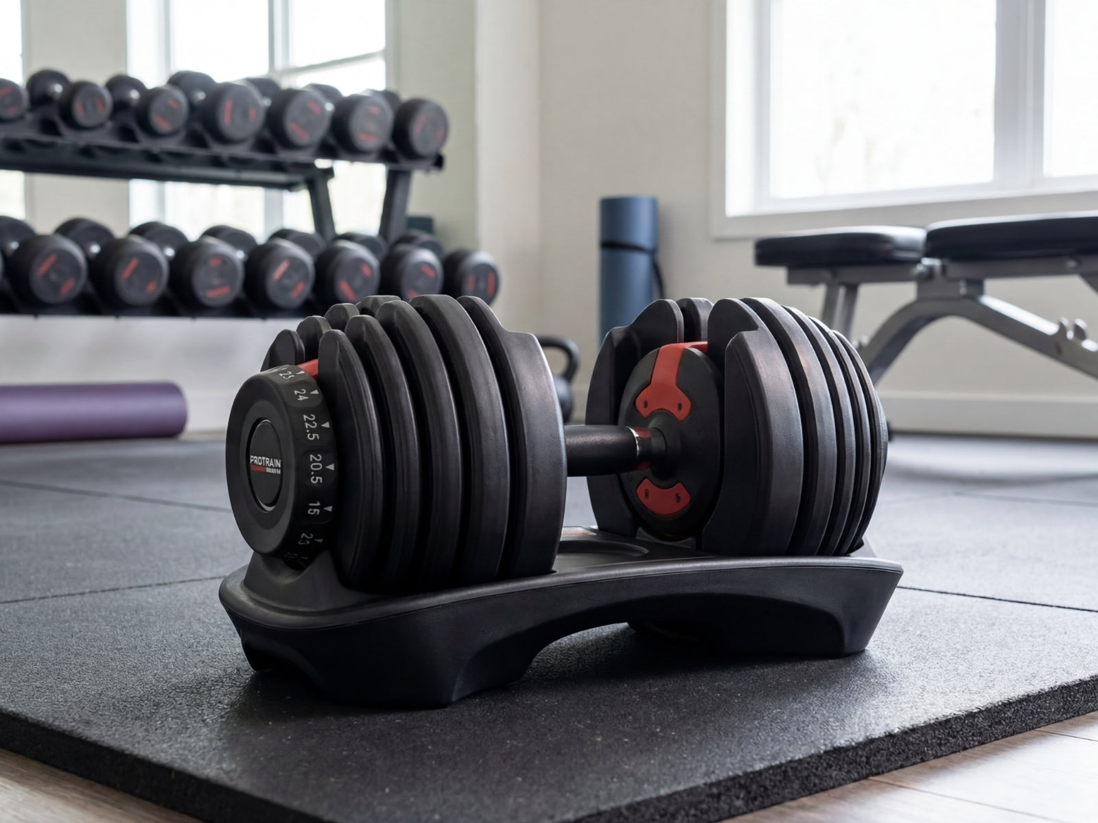 Adjustable Dumbbell Set Black & Red- 24 kg (Set of 2)