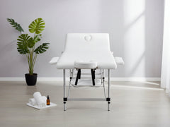 3-Fold Portable Aluminum Massage Table - White