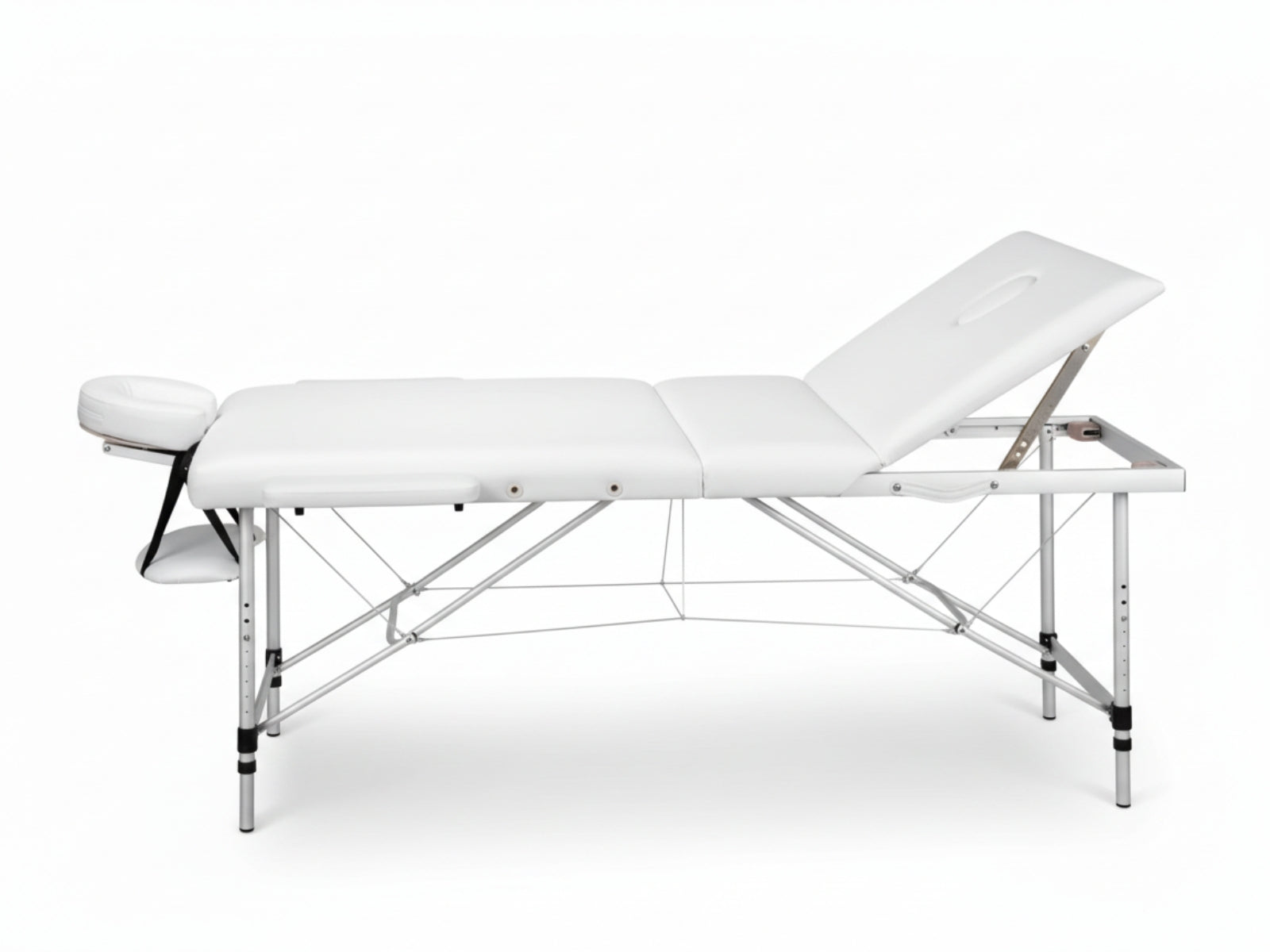 3-Fold Portable Aluminum Massage Table - White