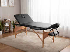 3-Fold Portable Wooden Massage Table - Black