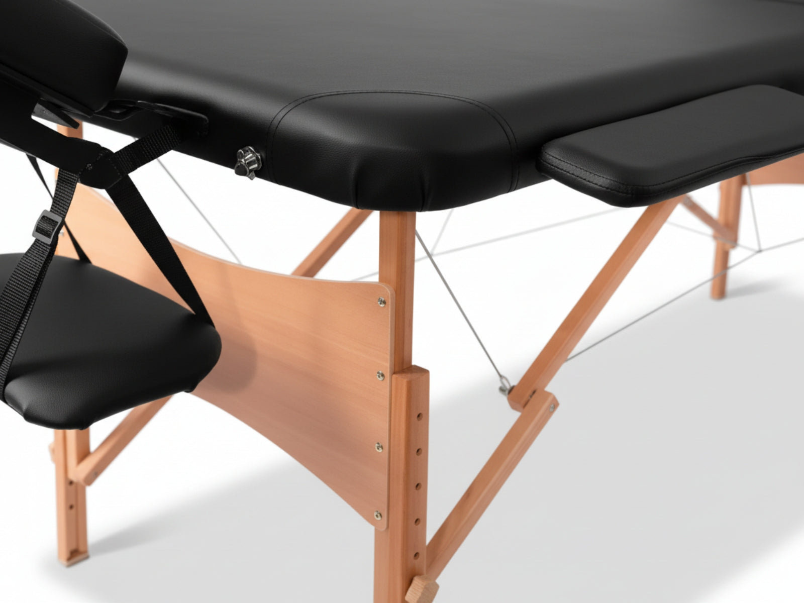 3-Fold Portable Wooden Massage Table - Black