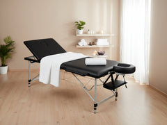 3-Fold Portable Aluminum Massage Table - Black