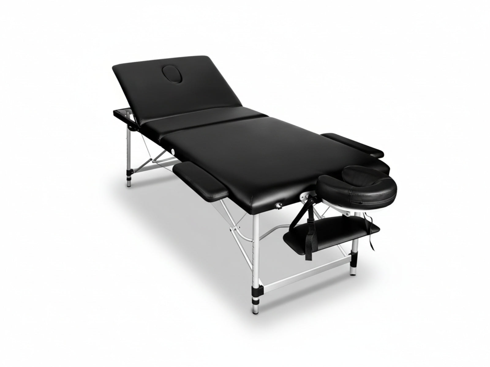 3-Fold Portable Aluminum Massage Table - Black