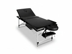 3-Fold Portable Aluminum Massage Table - Black
