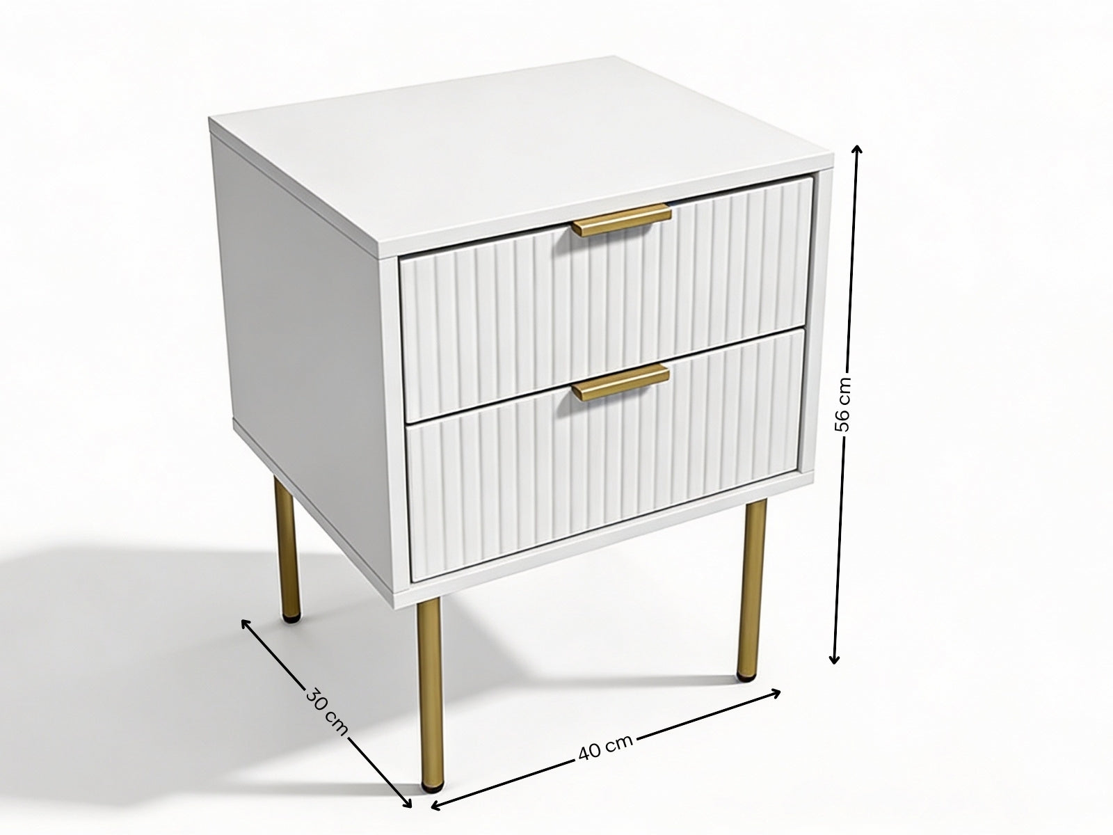 2-Drawer Bedside Table White