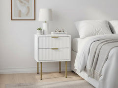 2-Drawer Bedside Table White