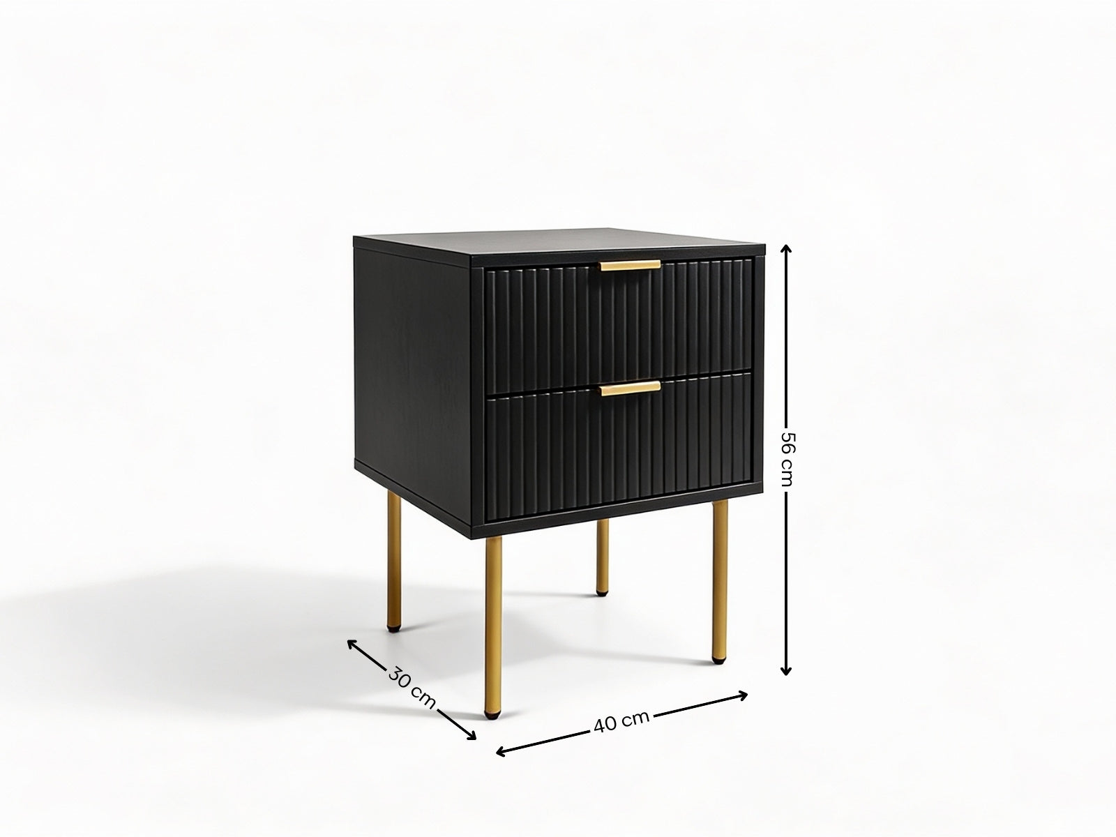 2-Drawer Bedside Table Black
