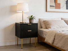 2-Drawer Bedside Table Black