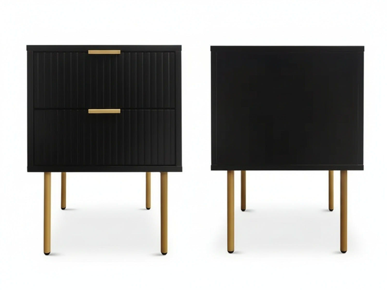 2-Drawer Bedside Table Black