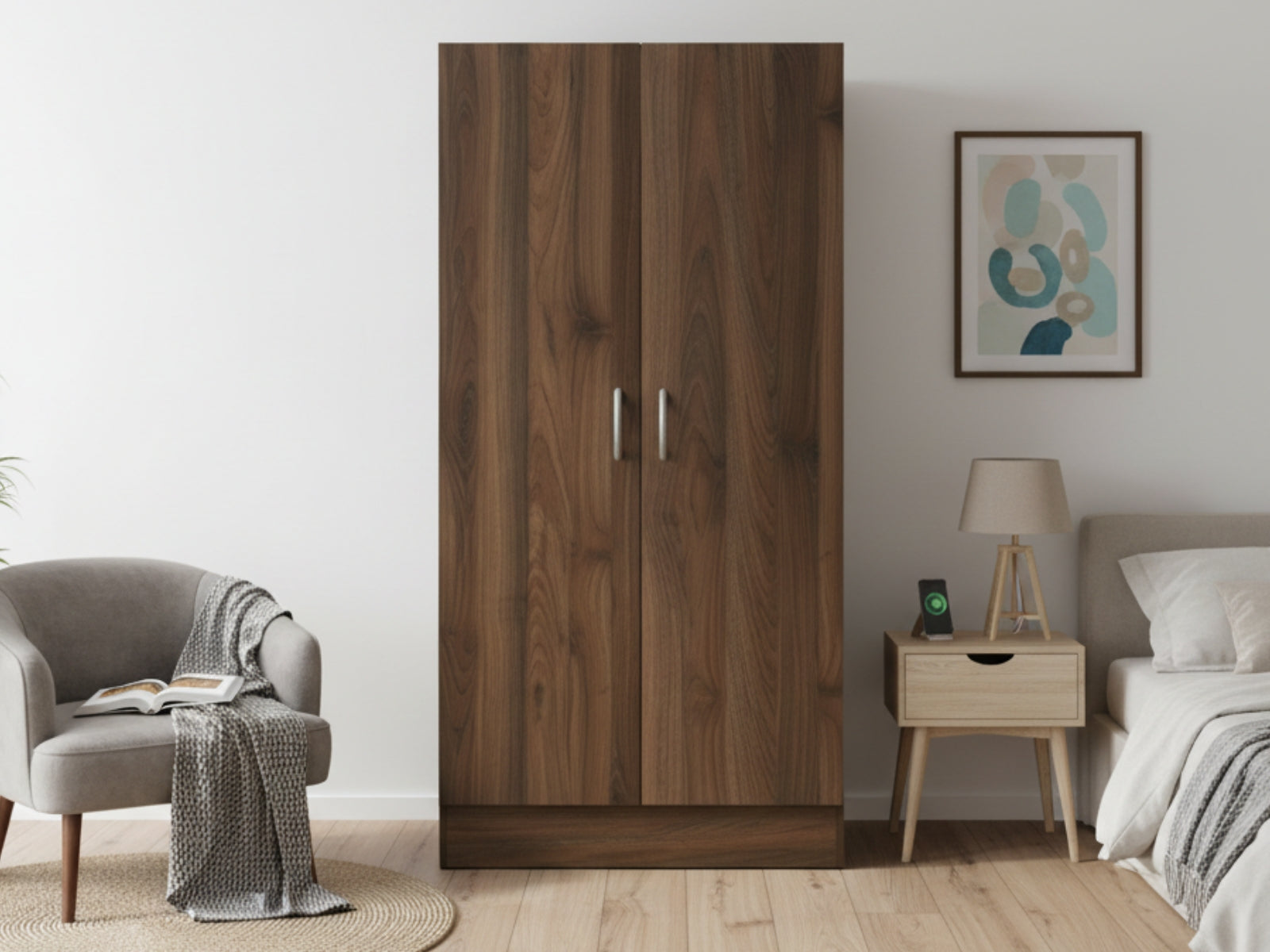 Clevedon 2-Door Shoe Storage Cabinet - Walnut