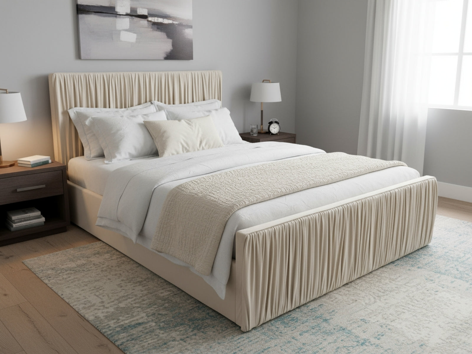 Blaine Velvet Bed Frame Beige - Double