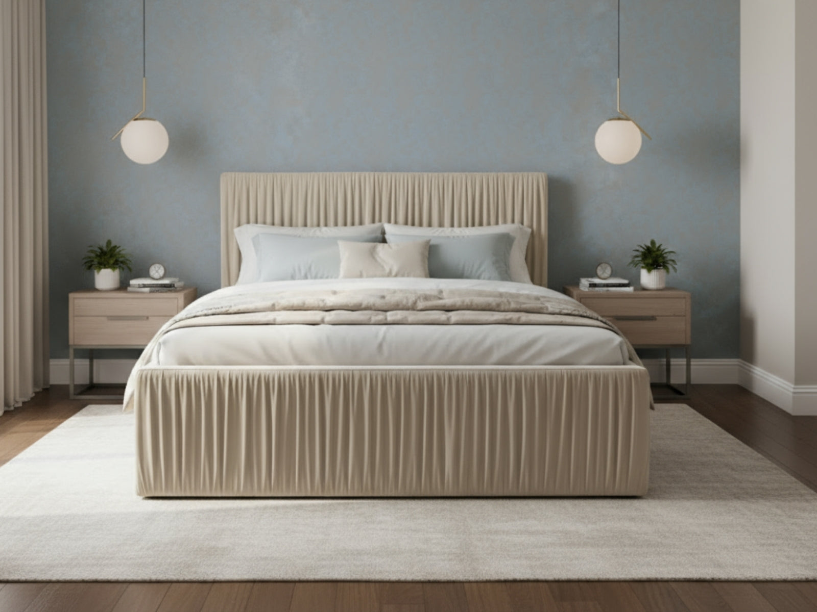 Blaine Velvet Bed Frame Beige - Double