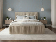 Blaine Velvet Bed Frame Beige - Double
