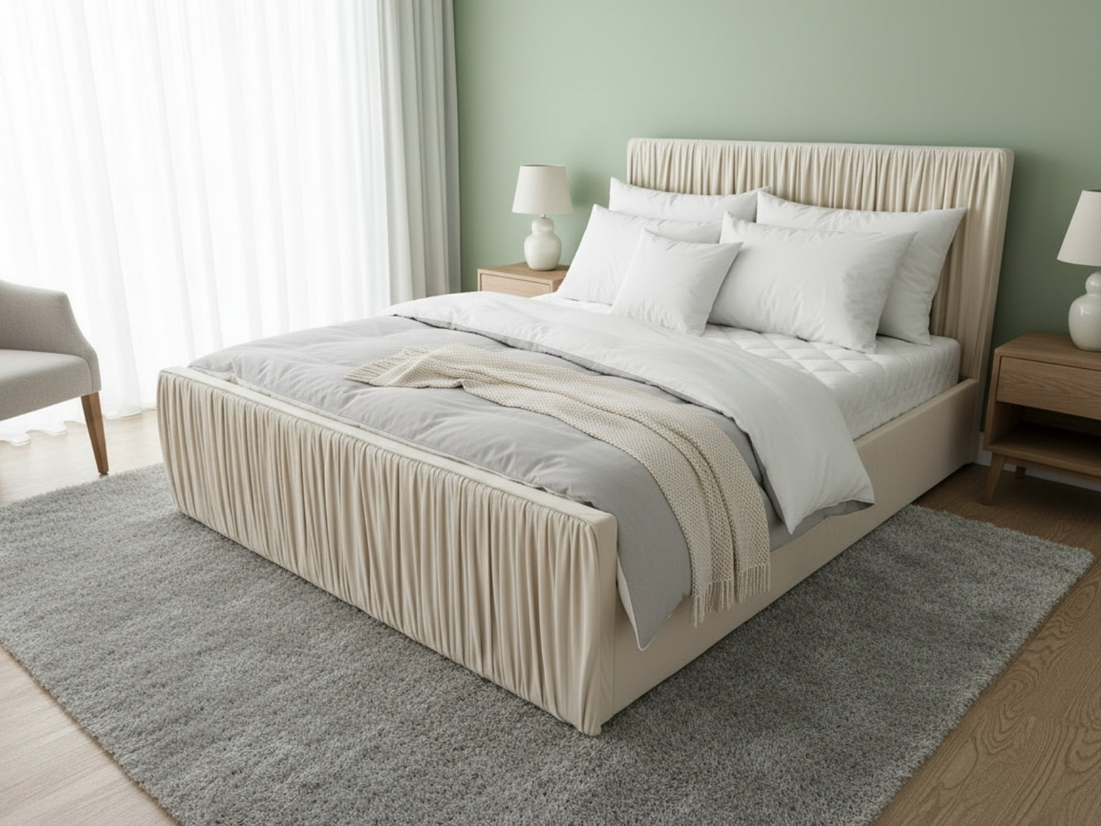 Blaine Velvet Bed Frame Beige - Double