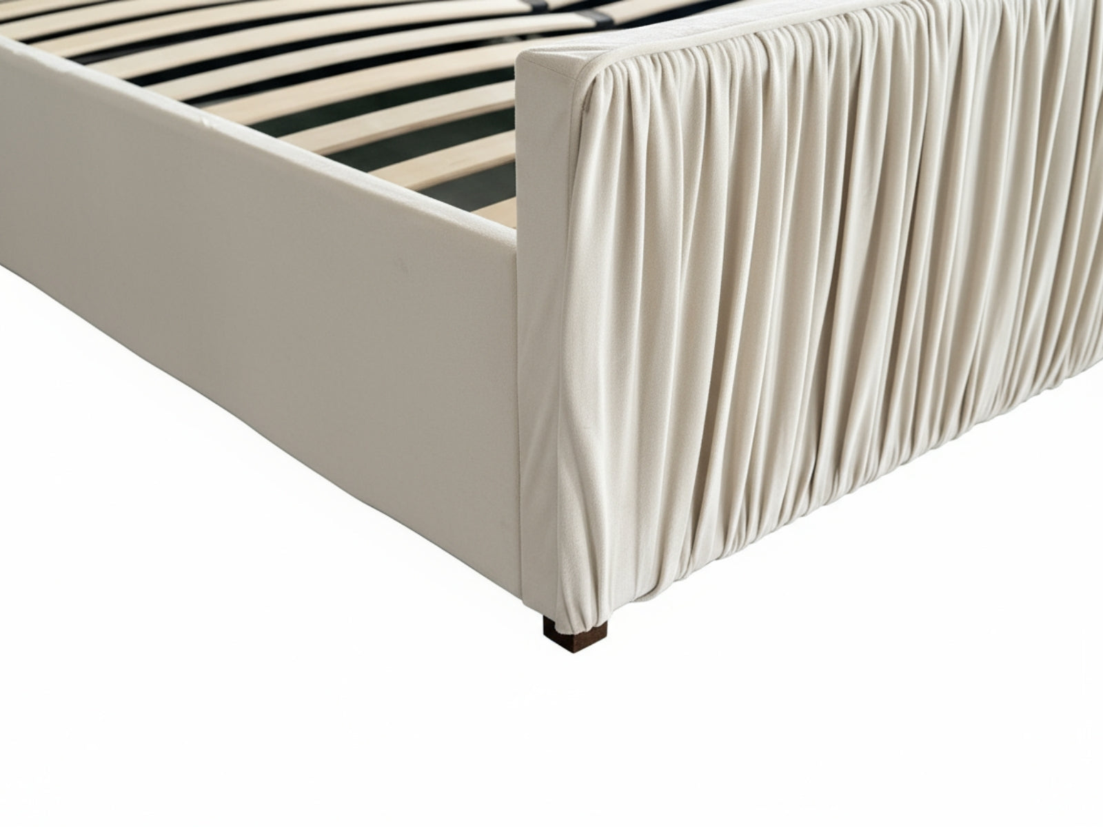 Blaine Velvet Bed Frame Beige & 3 Way Mattress - Queen