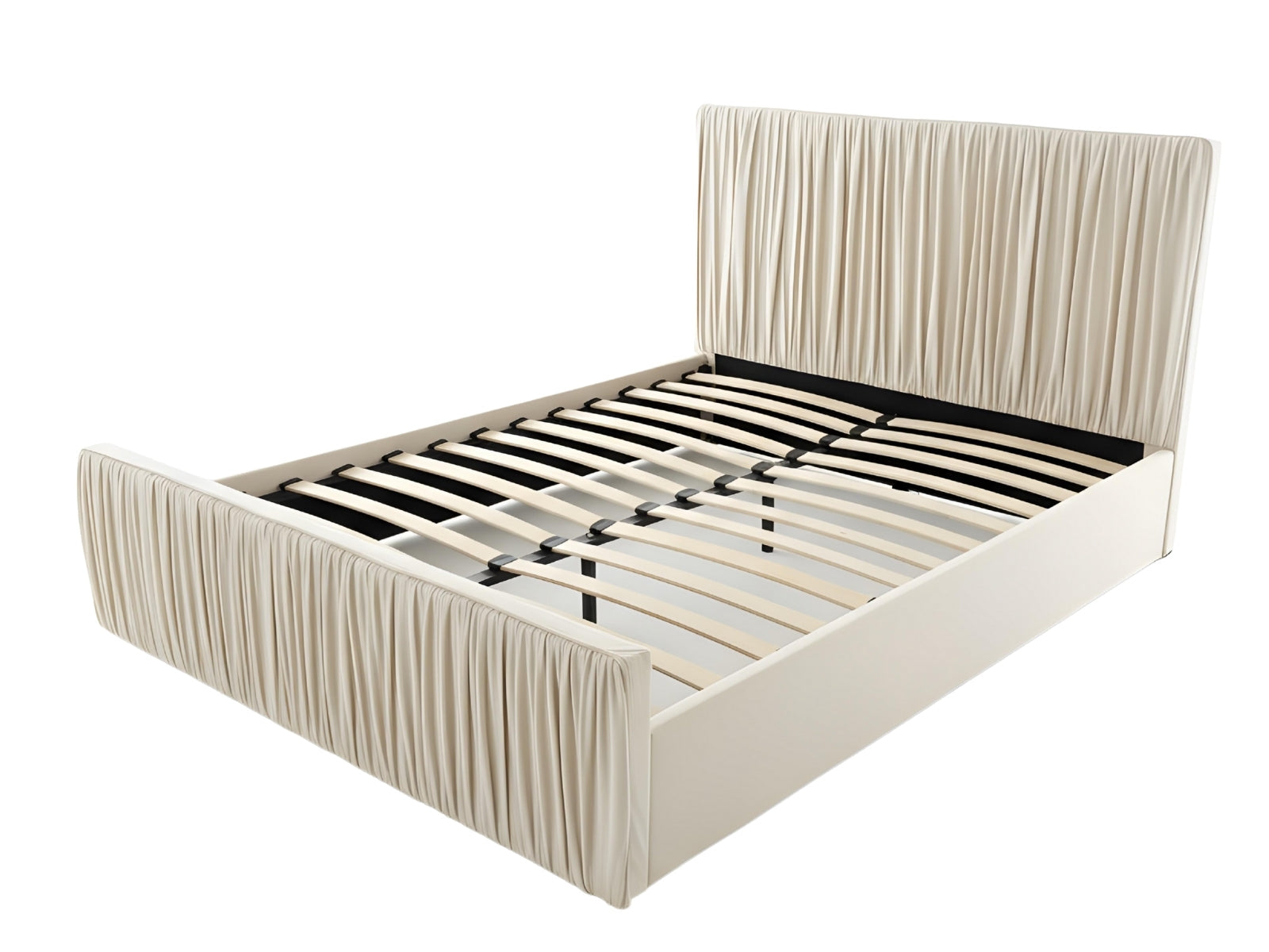 Blaine Velvet Bed Frame Beige & 3 Way Mattress - Queen