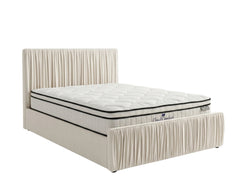Blaine Velvet Bed Frame Beige & Boucle22 Mattress - Queen