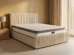 Blaine Velvet Bed Frame Beige & GEL30 Mattress - Queen