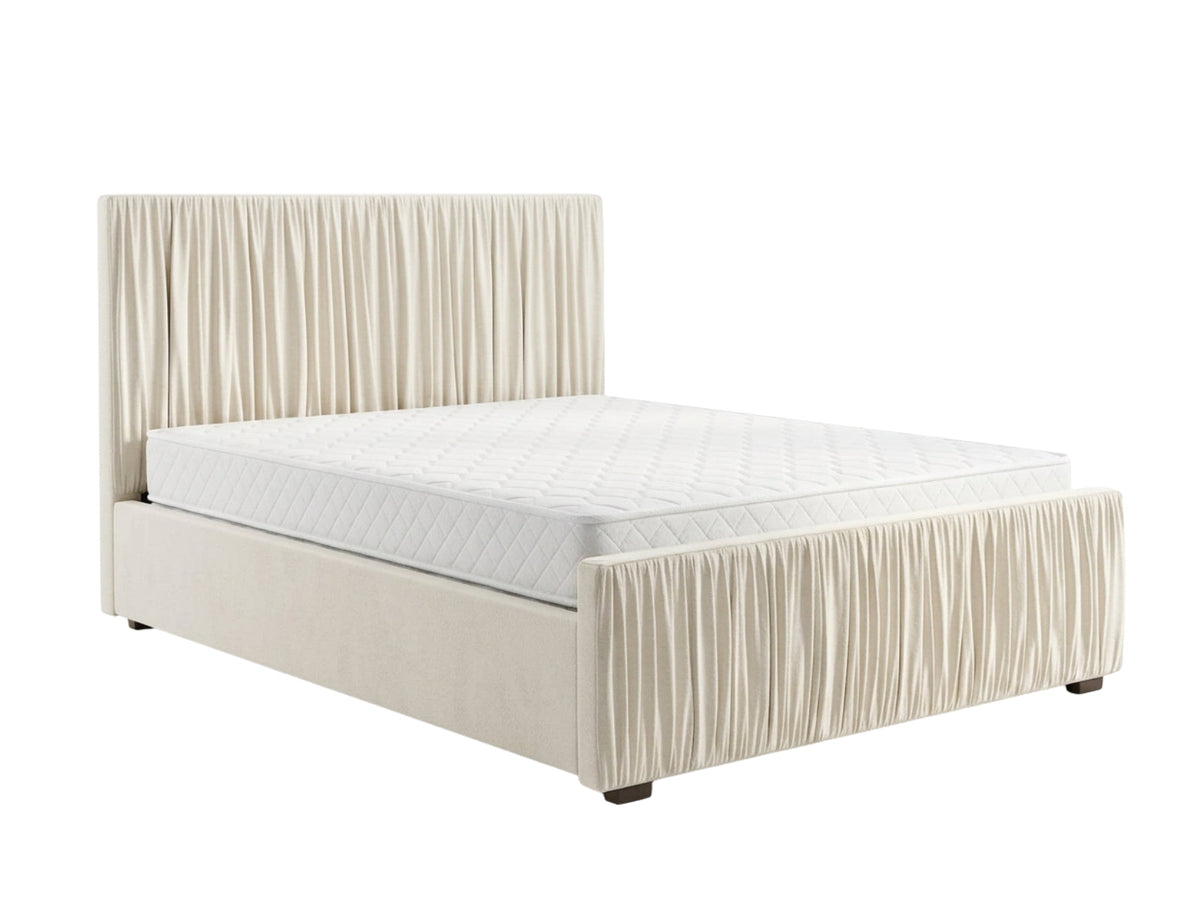 Blaine Velvet Bed Frame Beige & Bon15 Mattress - Queen