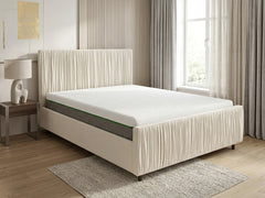 Blaine Velvet Bed Frame Beige & 3 Way Mattress - Queen