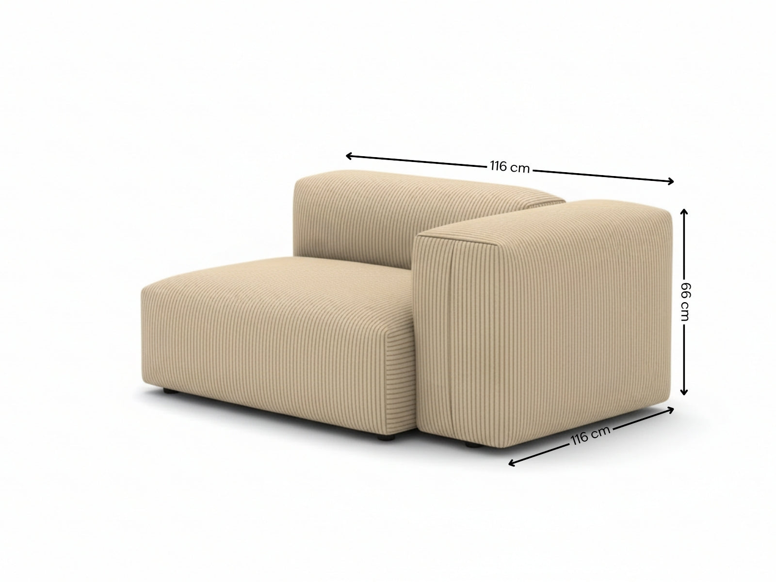 Corduroy Modular Left Armrest Seater - Beige