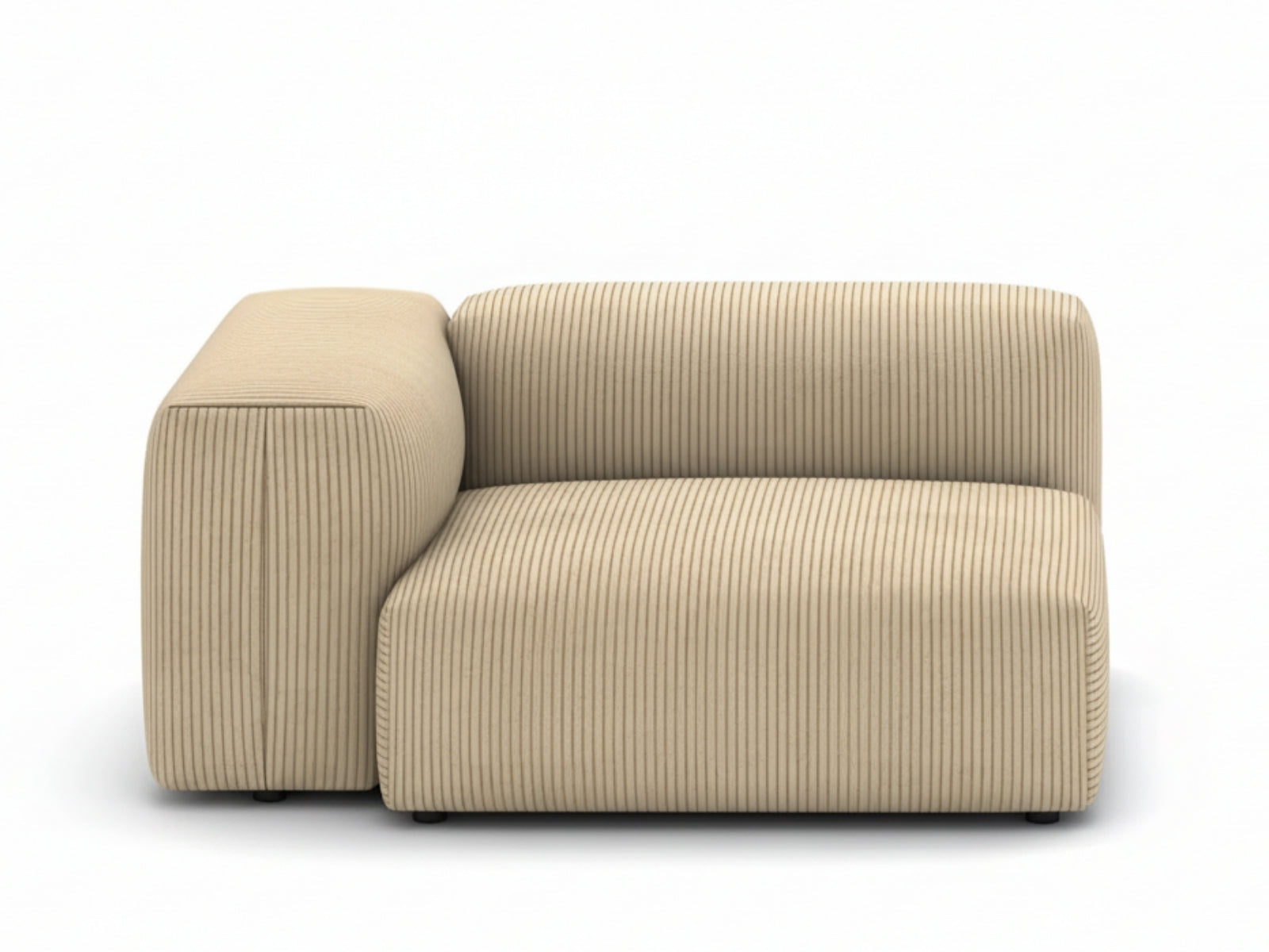 Corduroy Modular Left Armrest Seater - Beige