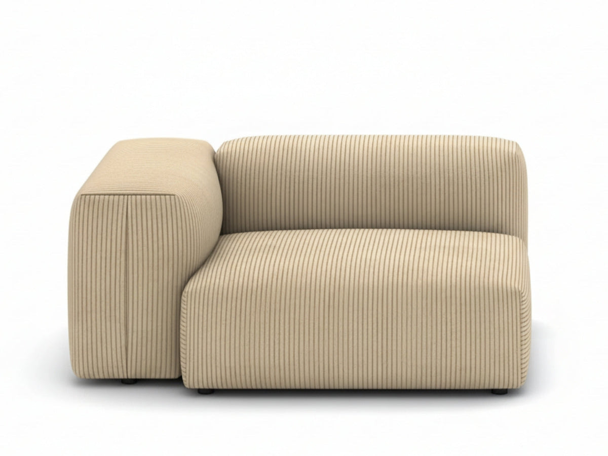 Corduroy Modular Left Armrest Seater - Beige