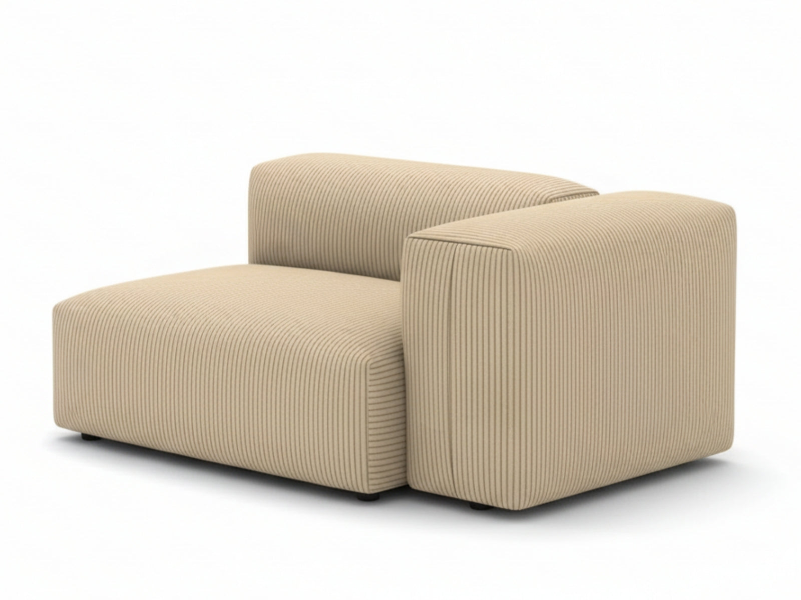 Corduroy Modular Left Armrest Seater - Beige
