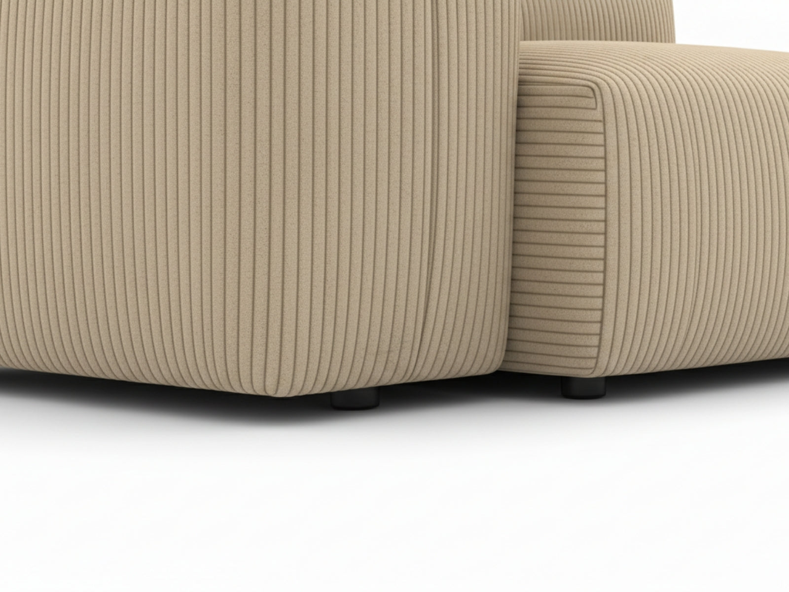 Corduroy Modular Left Armrest Seater - Beige