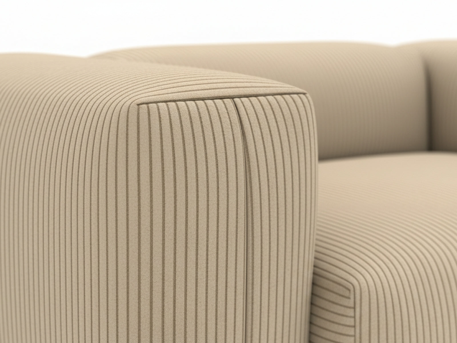 Corduroy Modular Left Armrest Seater - Beige
