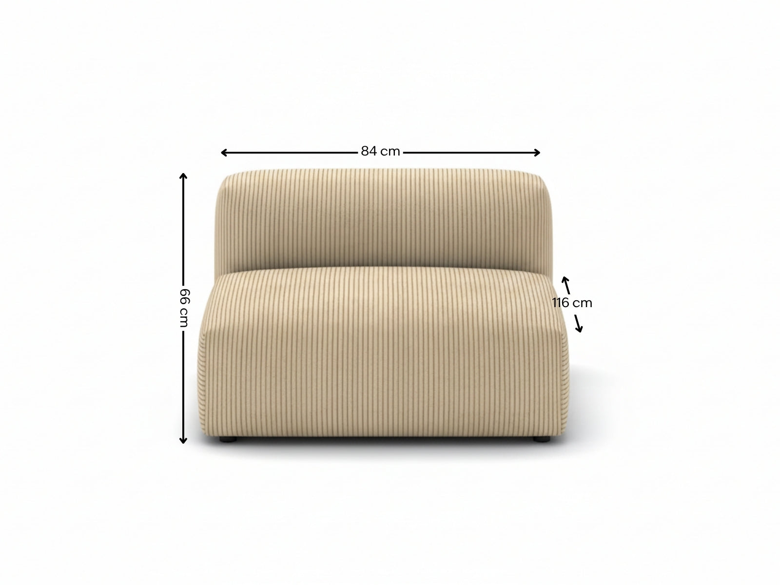 Corduroy Modular Armless Seater - Beige