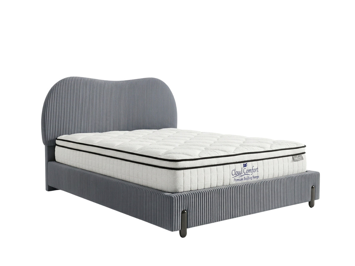 Arna Bed Frame Grey & Boucle22 Mattress - Queen