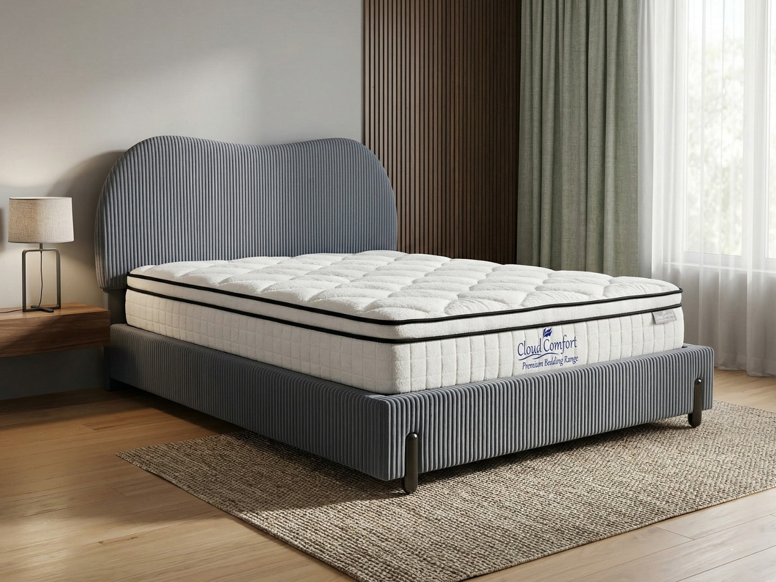 Arna Bed Frame Grey & Boucle22 Mattress - Queen
