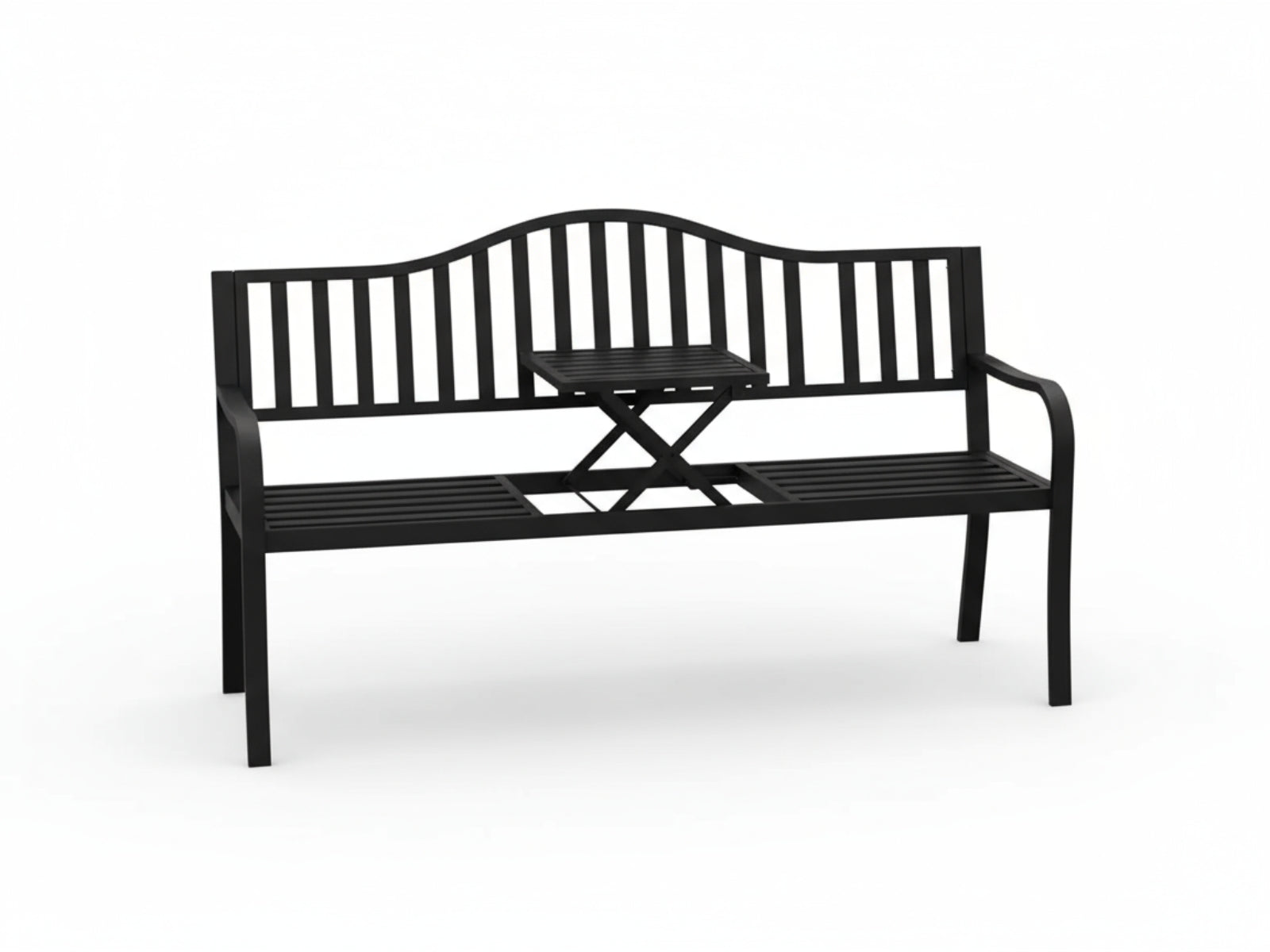 Arteferro Garden Bench with Fold Table - Black