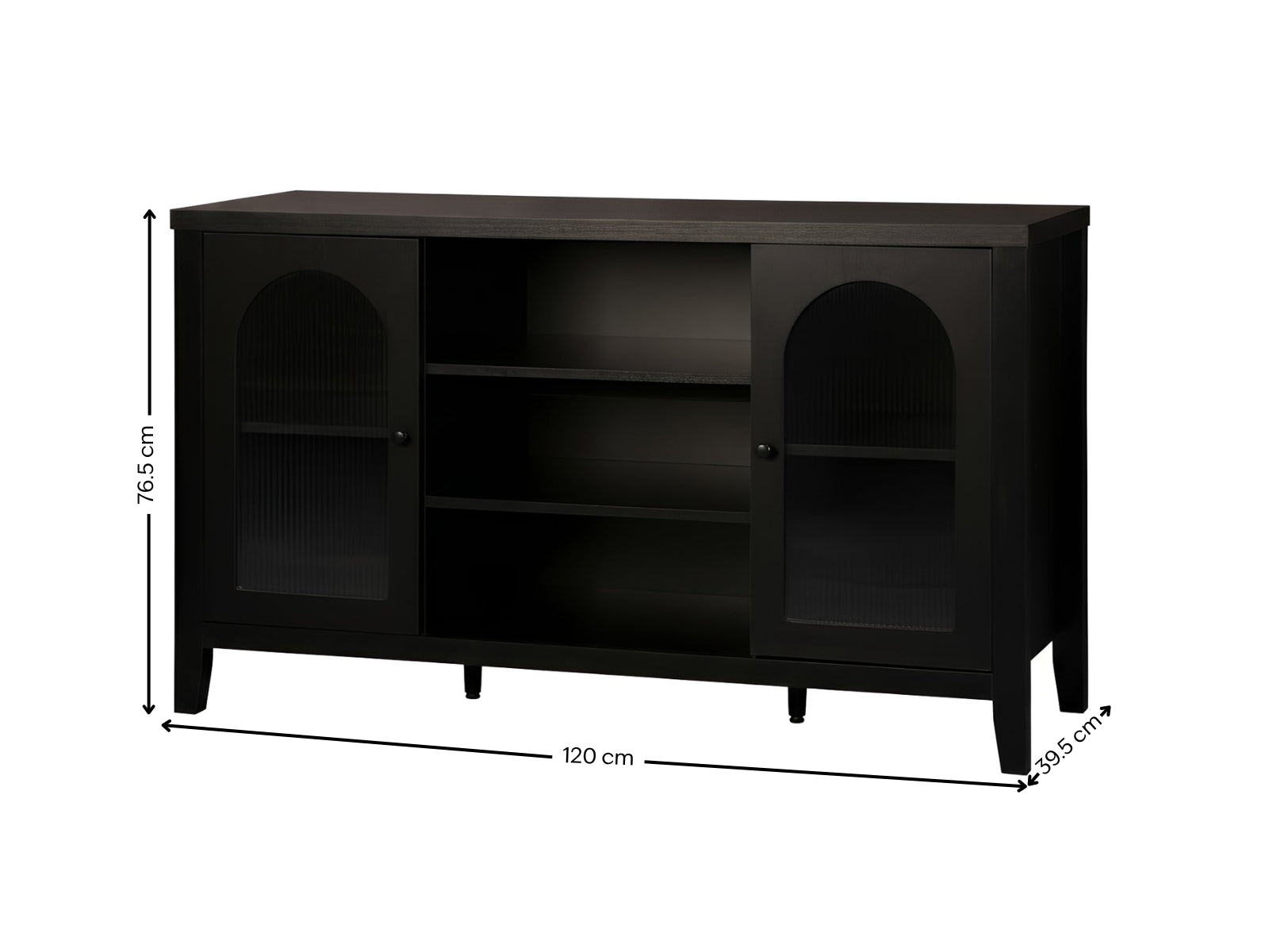 Cambre Black Sideboard with Glass Door - 120 cm