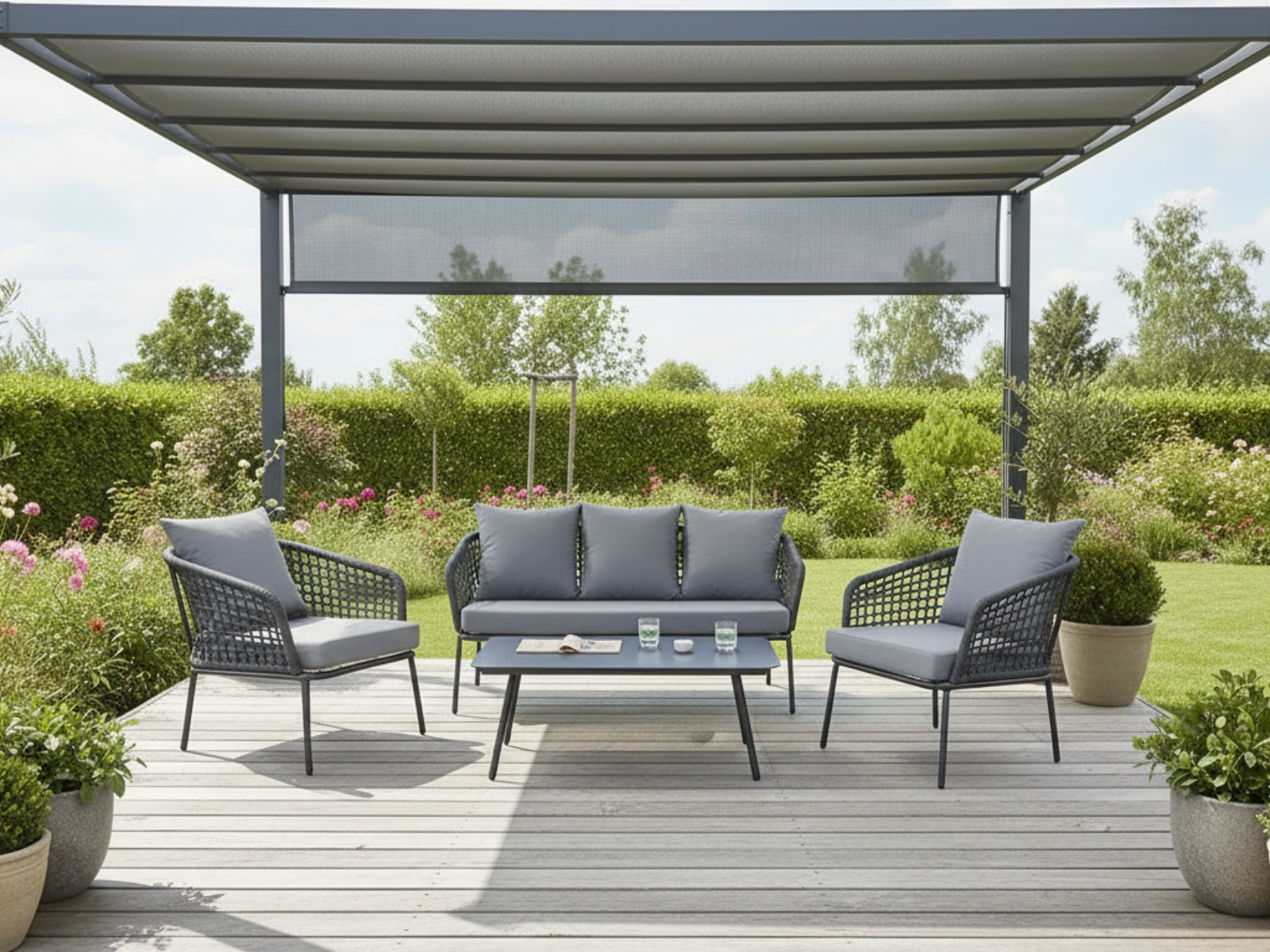 4-Piece Outdoor Sofa Set - Grey