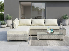 3-Piece Outdoor Sofa Set - Grey + Beige