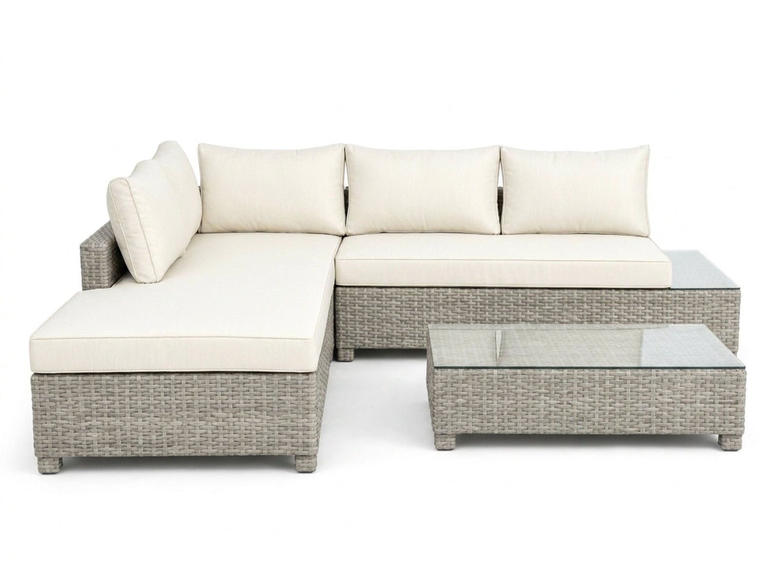 3-Piece Outdoor Sofa Set - Grey + Beige