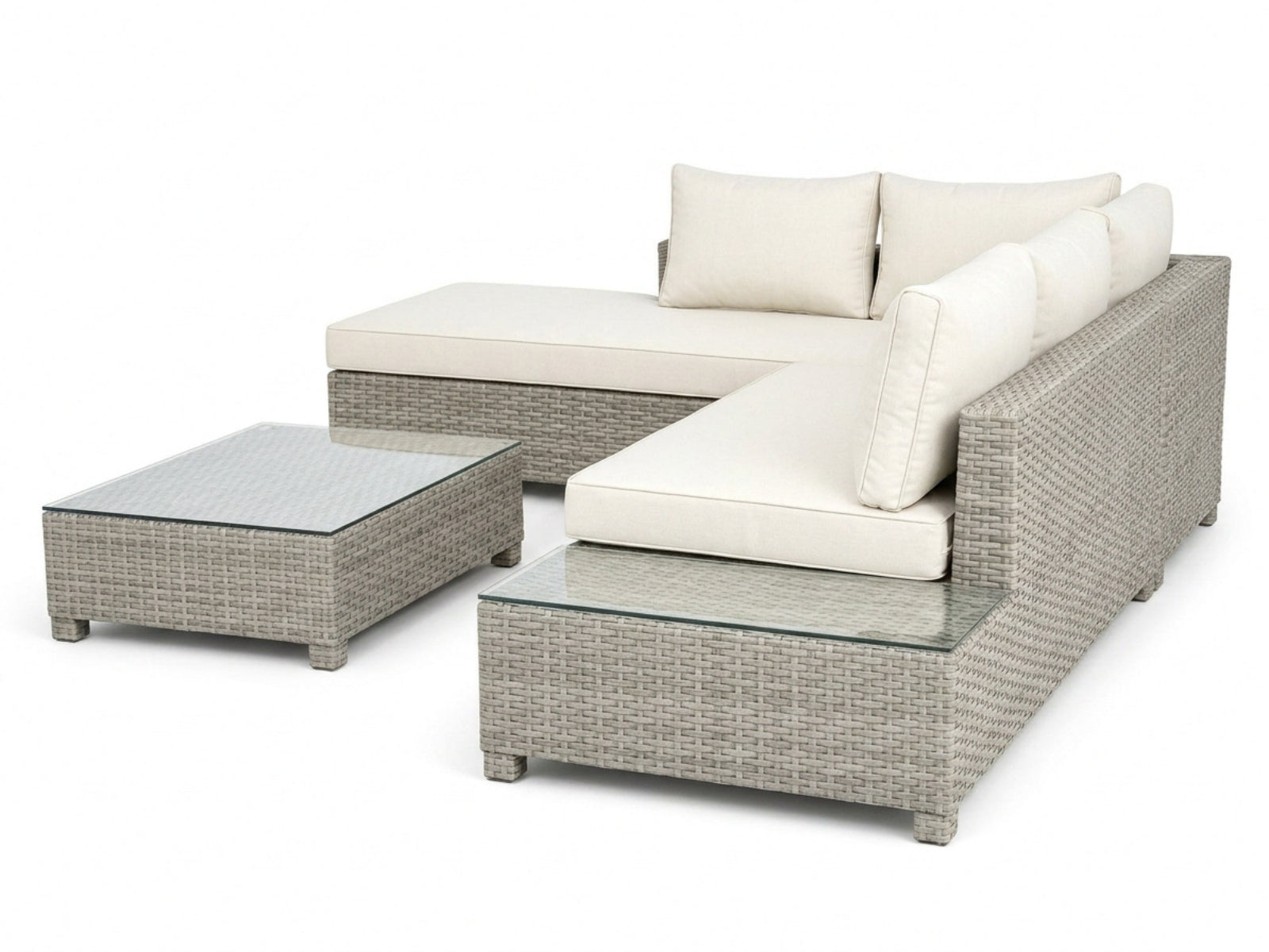 3-Piece Outdoor Sofa Set - Grey + Beige