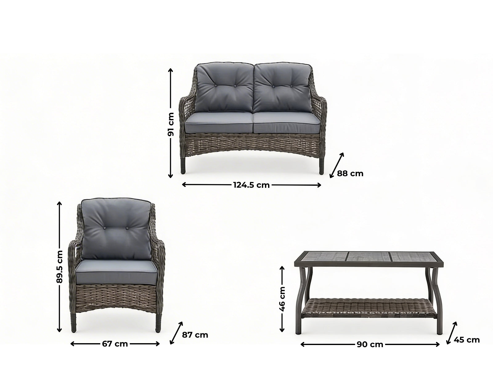 4-Piece Outdoor Sofa Set - Brown + Grey