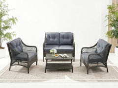 4-Piece Outdoor Sofa Set - Brown + Grey