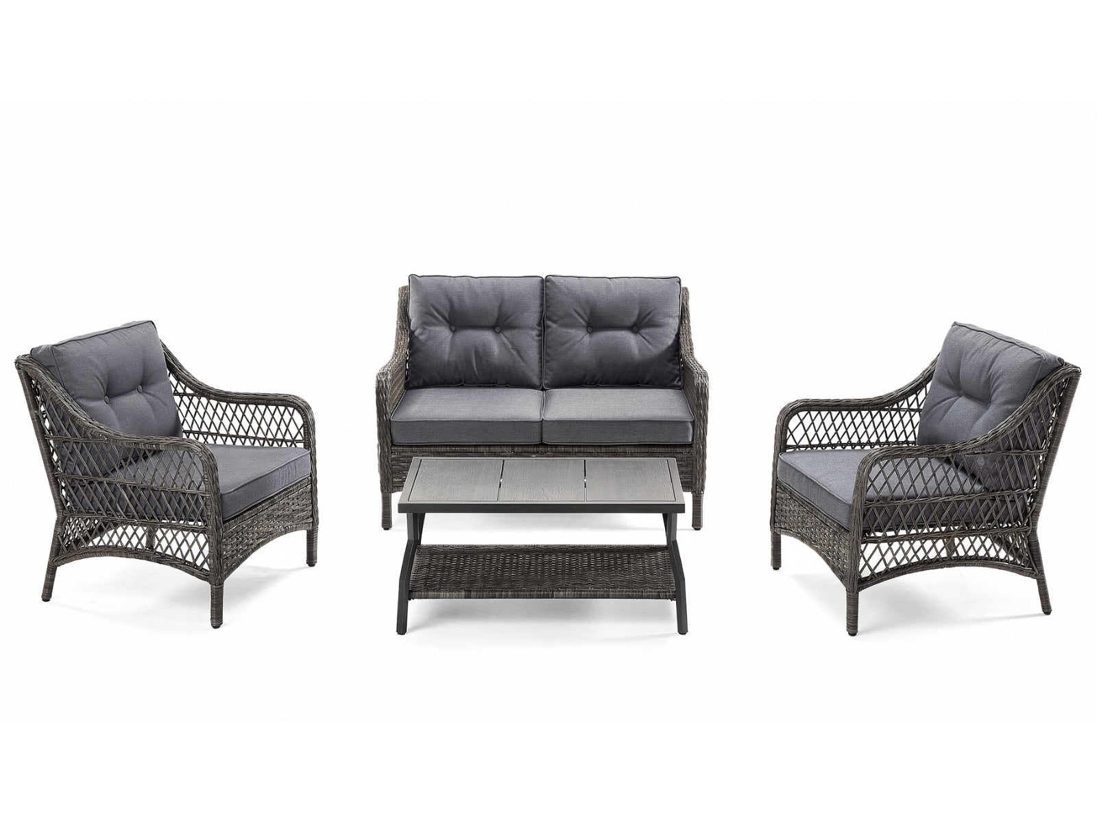4-Piece Outdoor Sofa Set - Brown + Grey