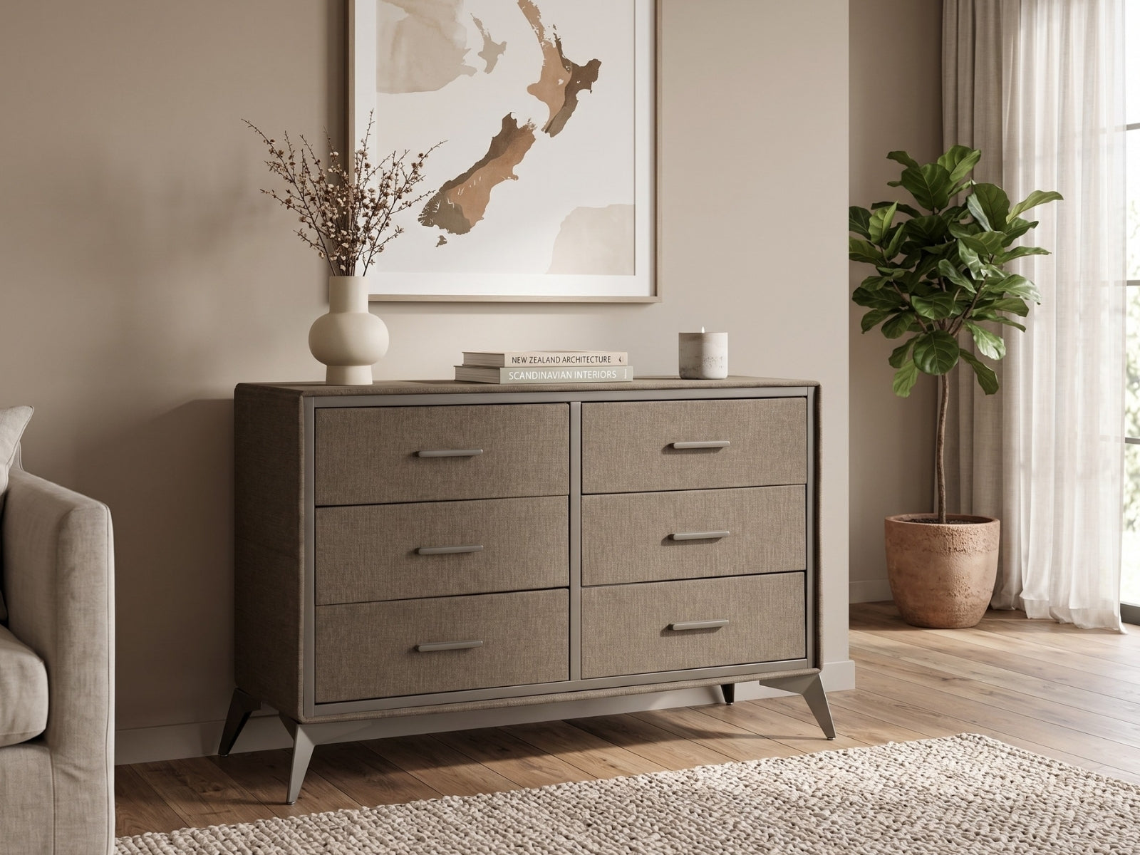 Delani 6-Drawer Lowboy - Brown