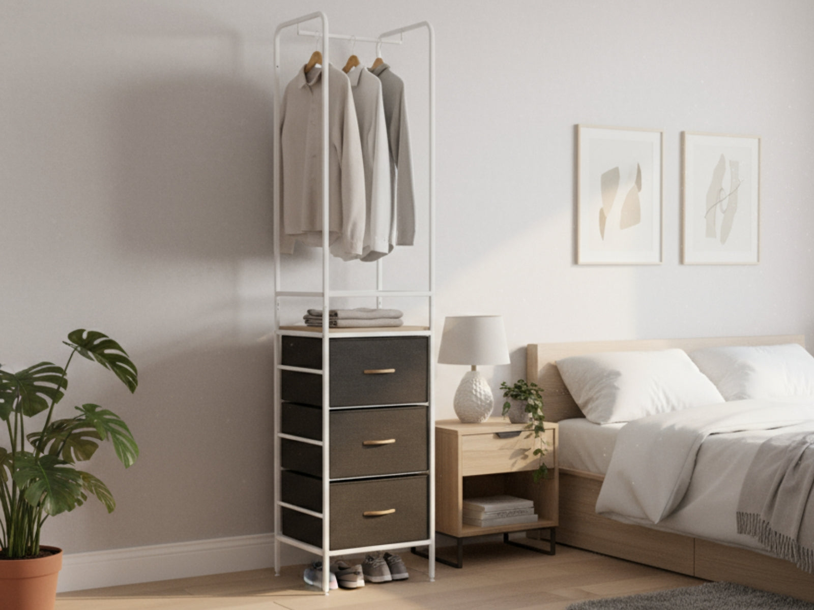 Delani Open Wardrobe with 3 Drawers