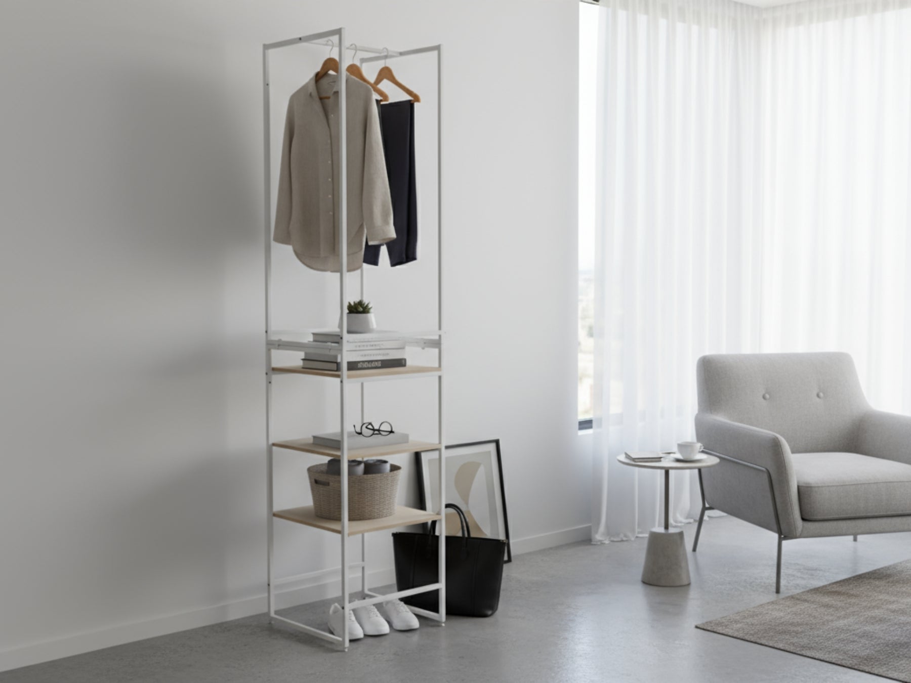 Delani Open Wardrobe with Shelves
