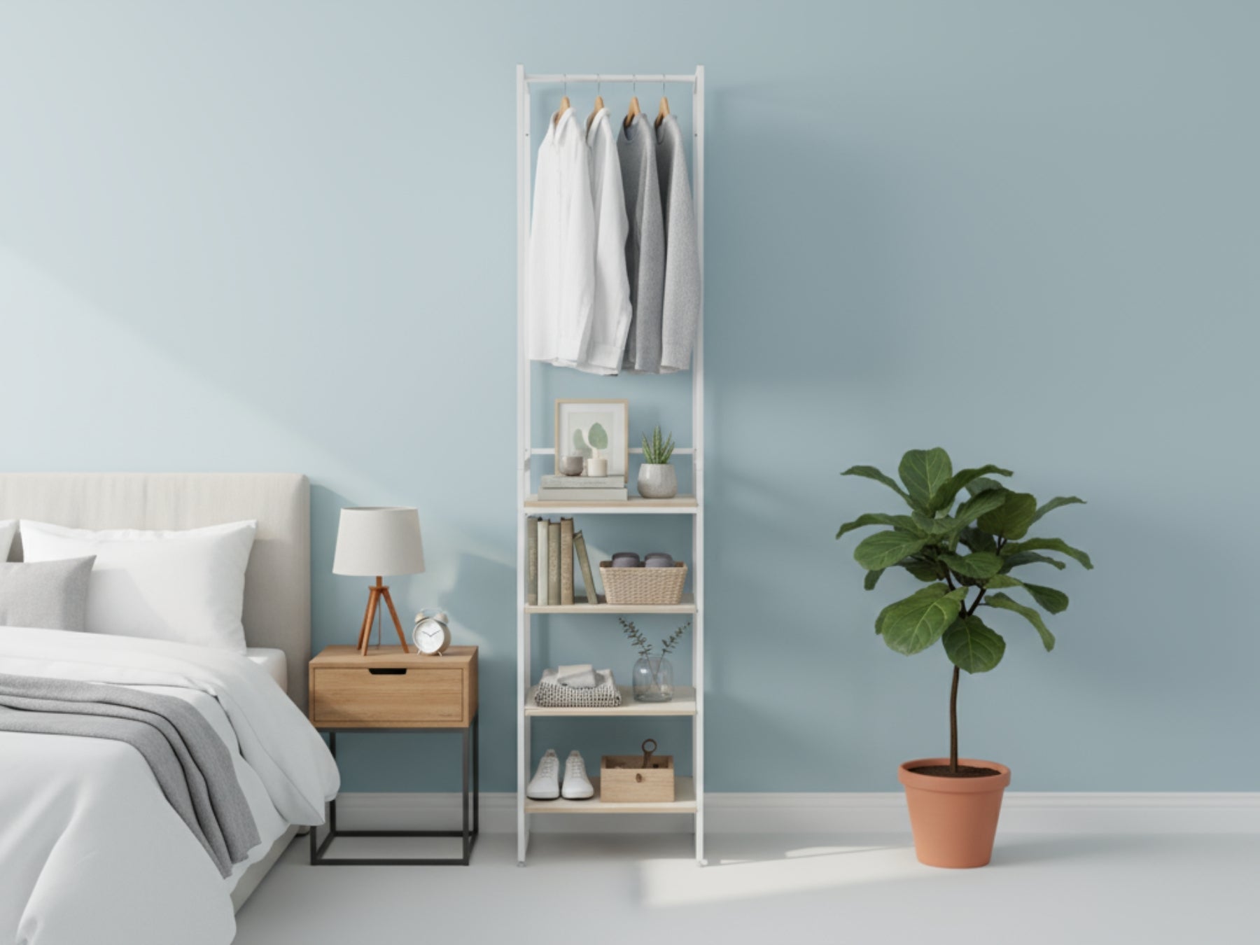 Delani Open Wardrobe with Shelves