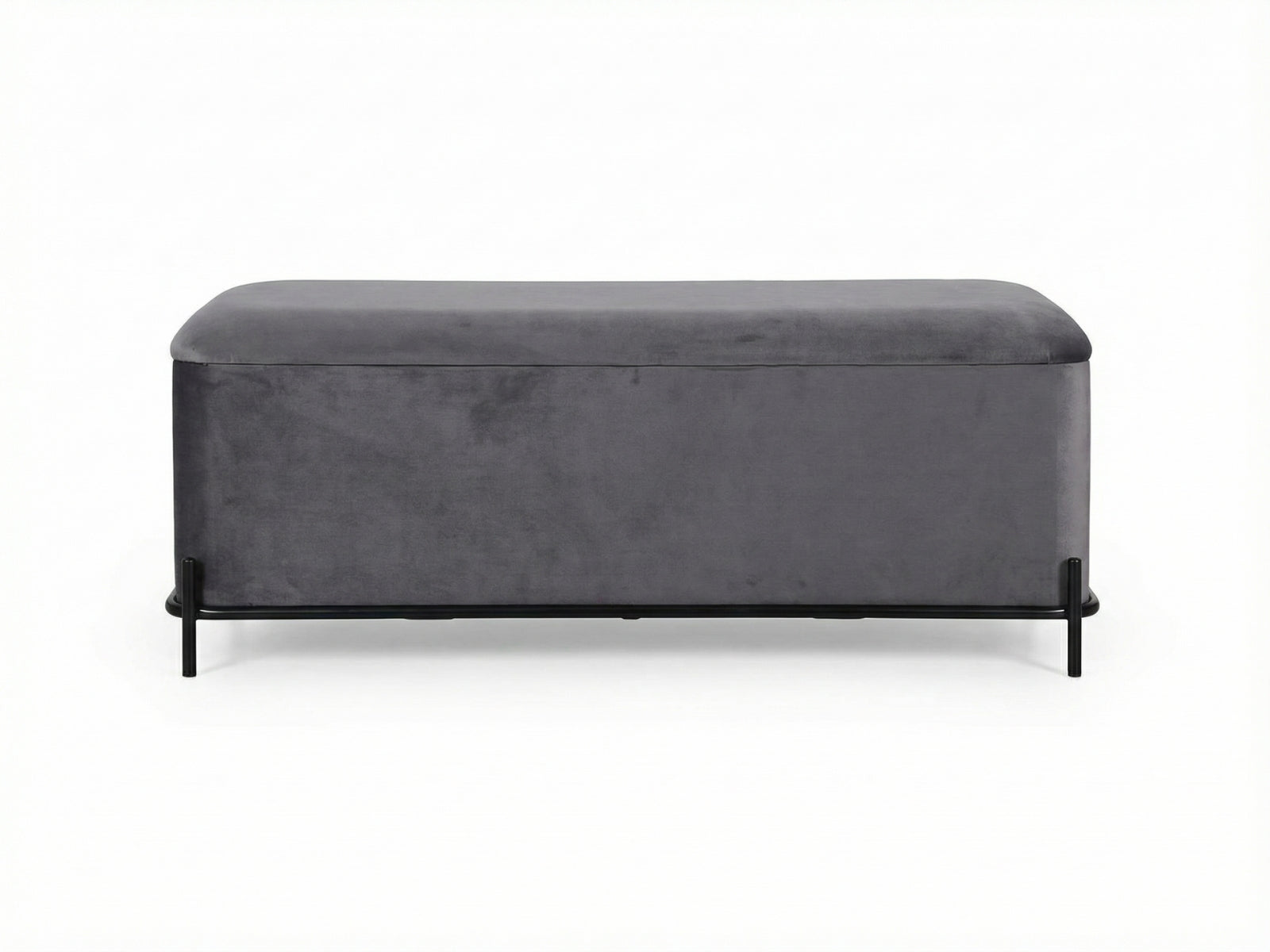 Delani Velvet Ottoman Bench With Storage - Charcoal
