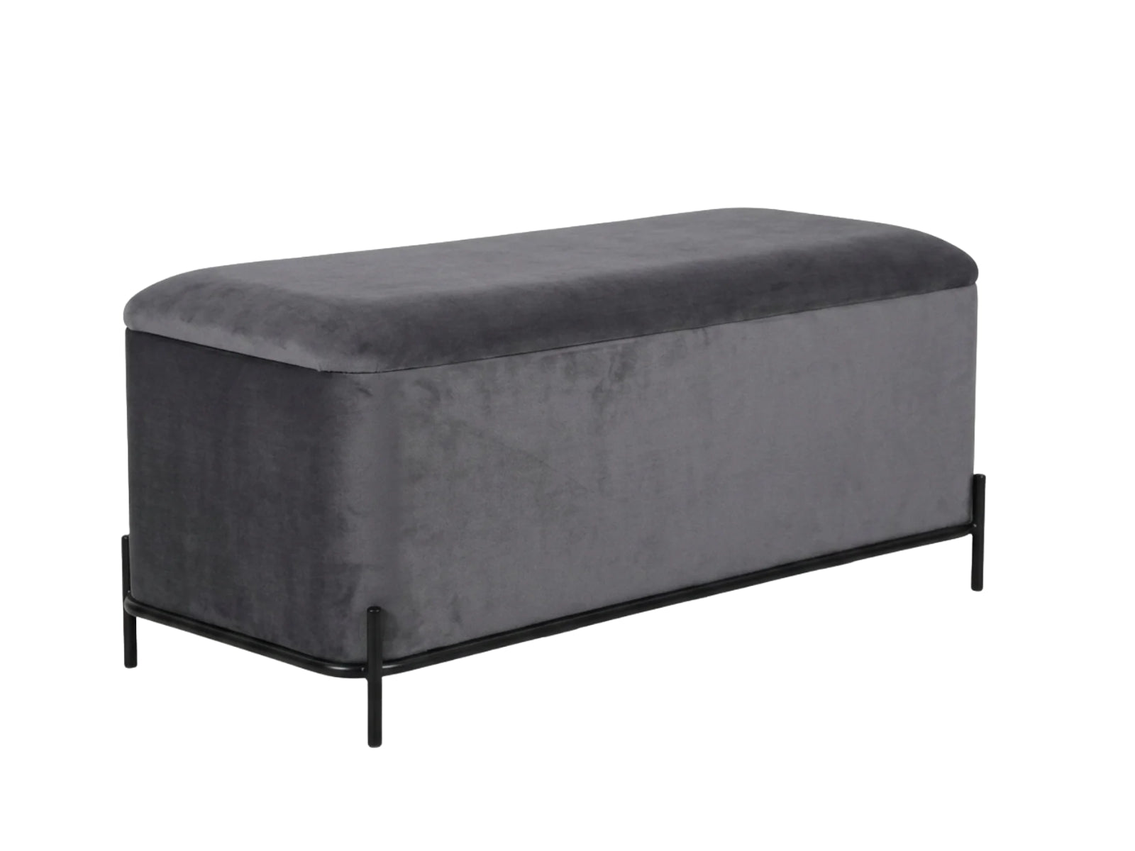 Delani Velvet Ottoman Bench With Storage - Charcoal
